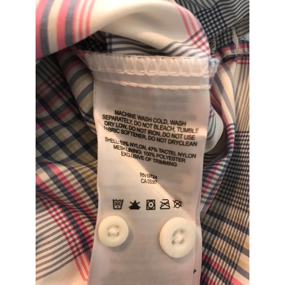 Columbia Performance Fishing Gear Shirt in Pink and Blue Plaid, Size Small - Picture 7 of 7